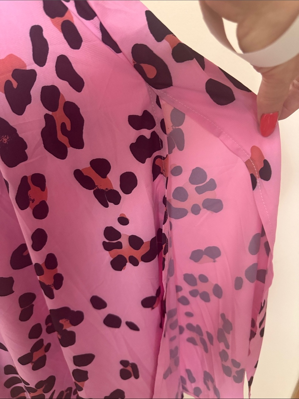 Pink Leopard-Print Halter Maxi Dress with Turquoise Trim - Picture 11 of 13